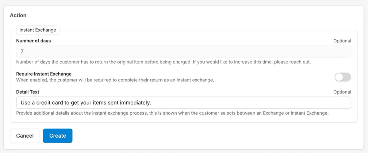 Instant Exchange Detail Text Now Customizable