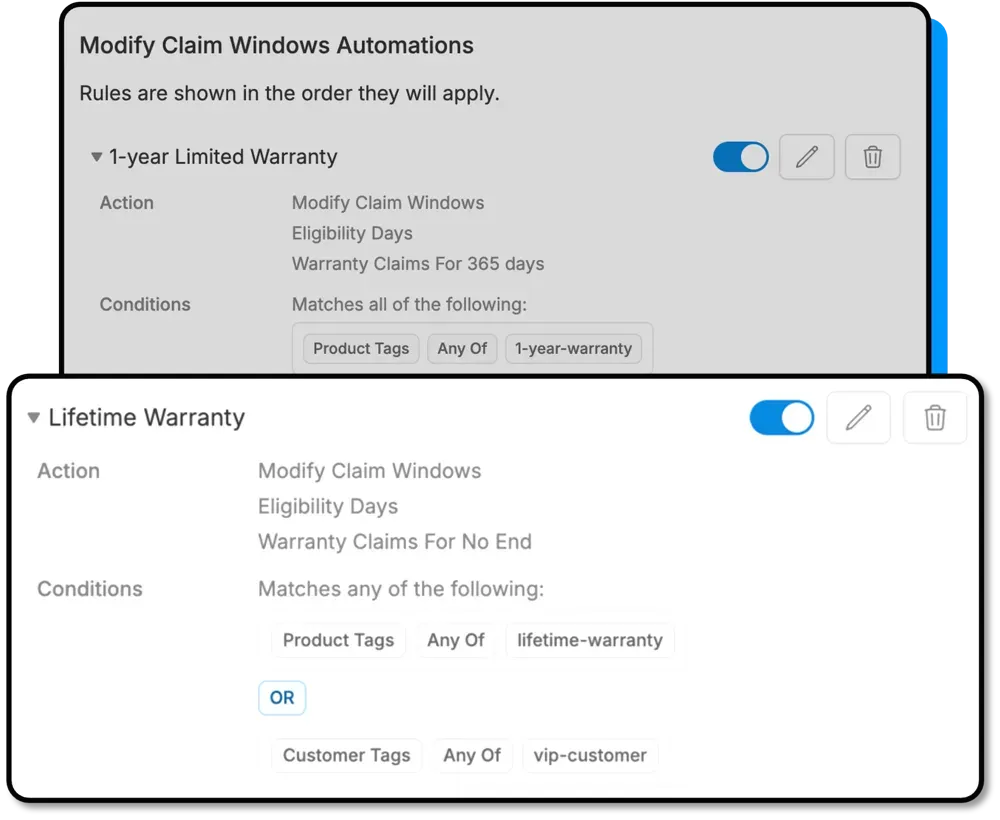 A collage of three snapshots showing different computer screens with window warranty information.
