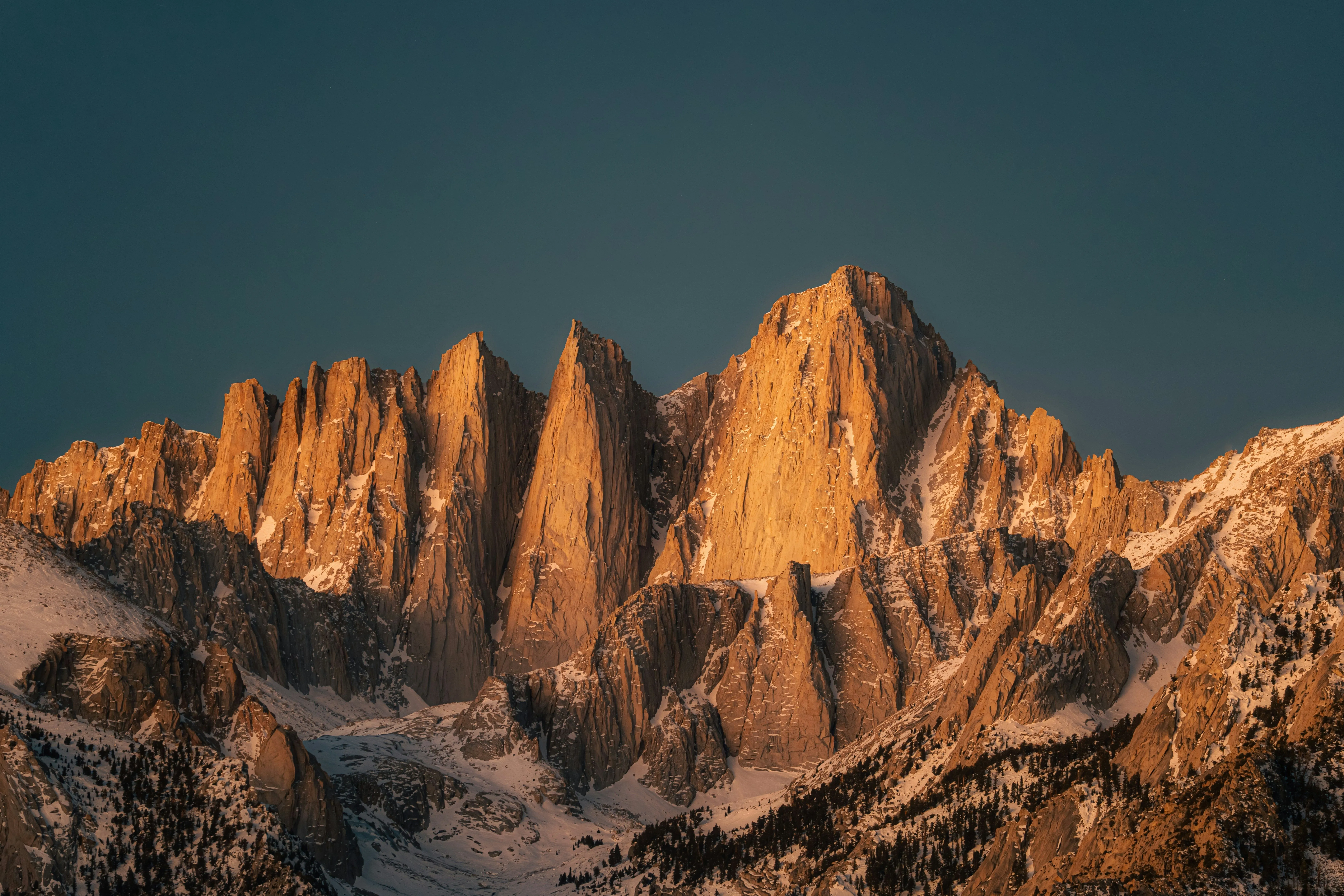 Mountain peaks during golden hour