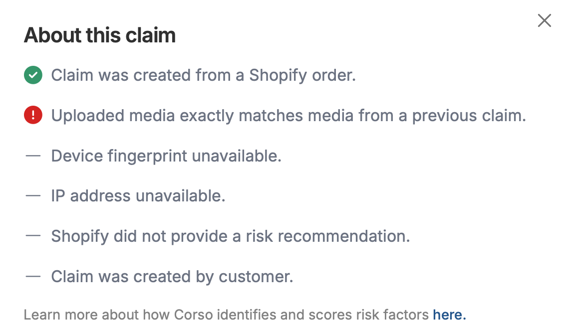 Cross-claim risk rules panel