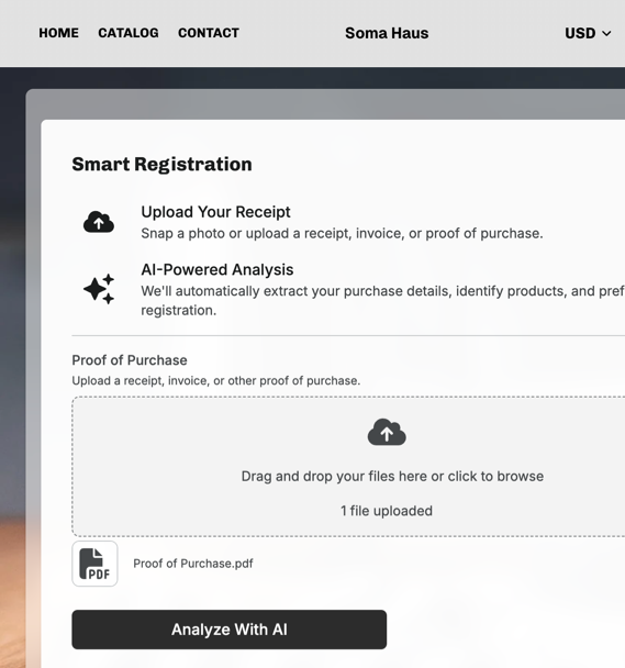 Registration and warranties screenshot placeholder
